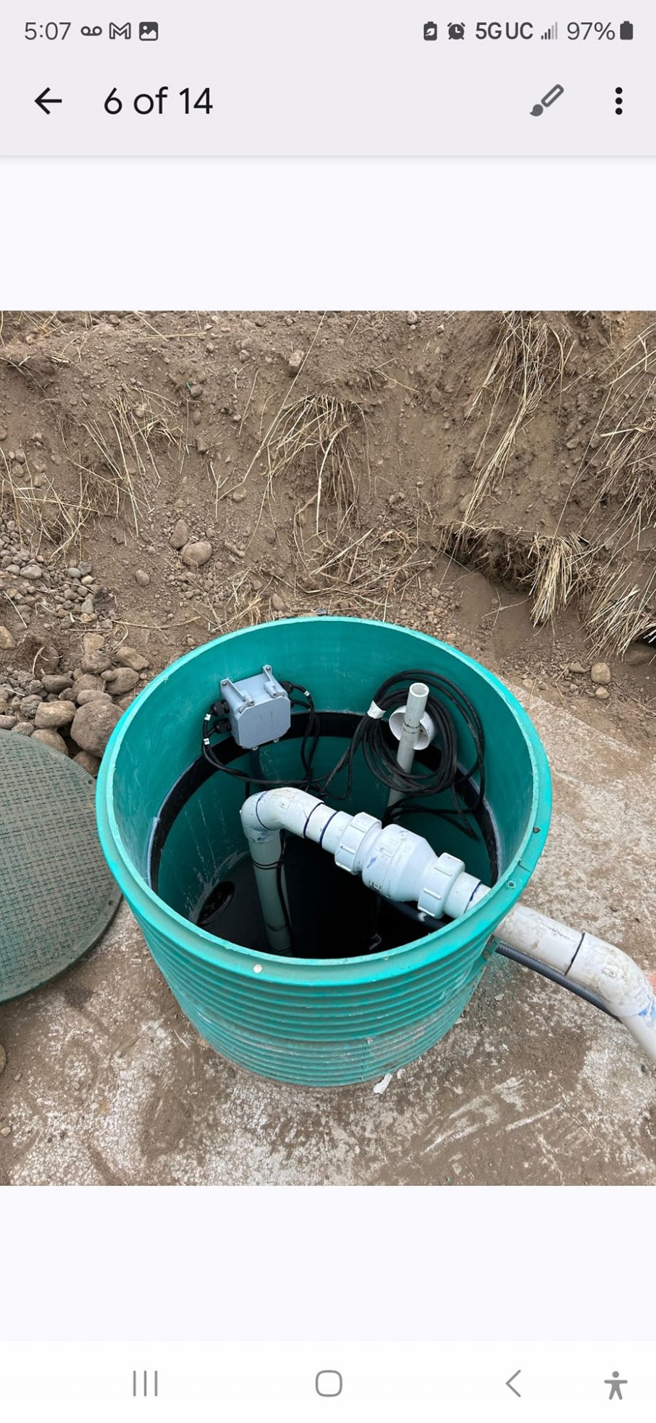 Septic pump and float switch install inside riser